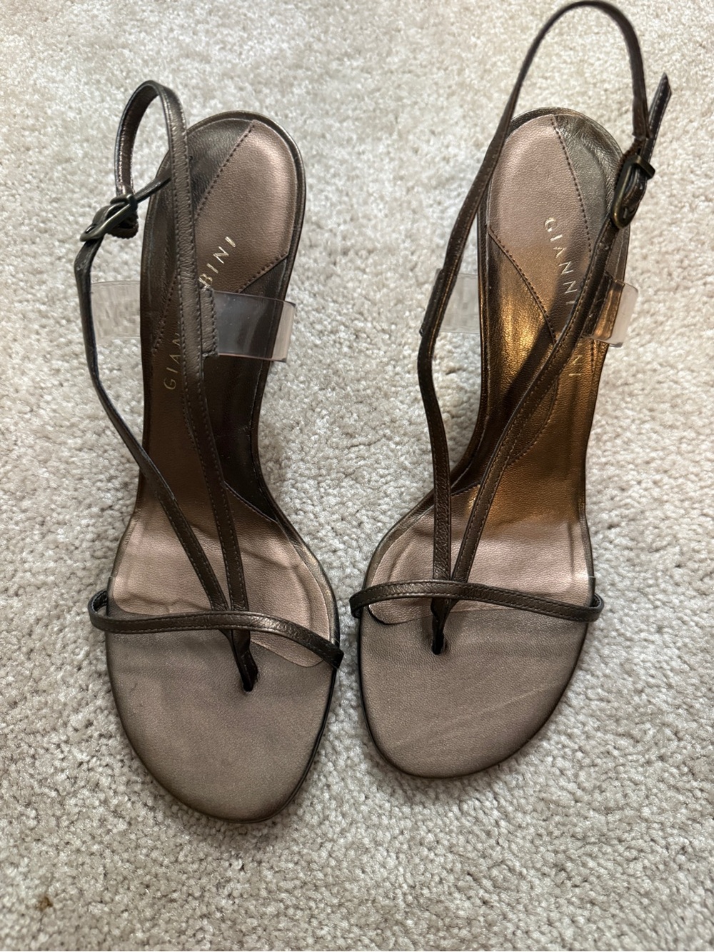 Gianni Bini Bronze Strappy Slingback Sandal Heels Size 8.5